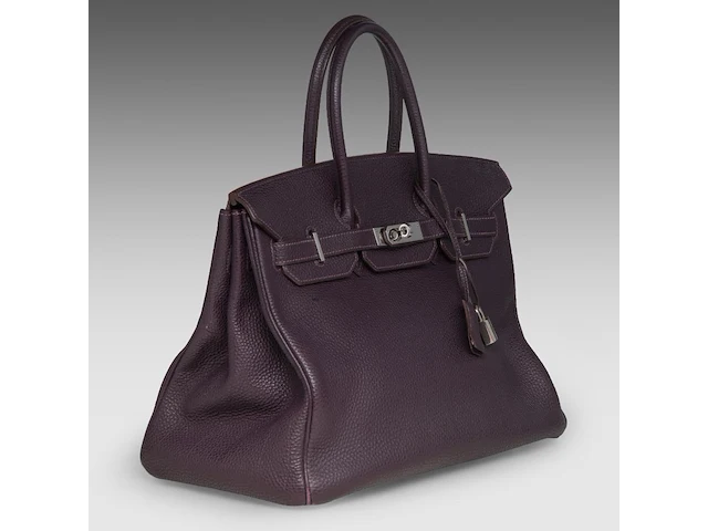 A hermès birkin 35 raisin veau togo handbag with ck hardware 25 x 35 x 17 cm. (9.83 x 13.77 x 6.69 in.) - afbeelding 12 van  18