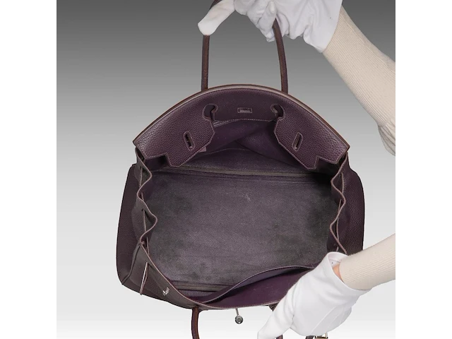 A hermès birkin 35 raisin veau togo handbag with ck hardware 25 x 35 x 17 cm. (9.83 x 13.77 x 6.69 in.) - afbeelding 18 van  18