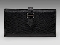A hermès black lizard bearn wallet 9.5 x 17.5 cm. (3.74 x 6.88 in.) - afbeelding 1 van  9