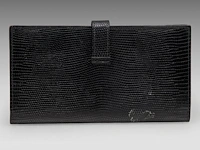 A hermès black lizard bearn wallet 9.5 x 17.5 cm. (3.74 x 6.88 in.) - afbeelding 2 van  9