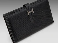 A hermès black lizard bearn wallet 9.5 x 17.5 cm. (3.74 x 6.88 in.) - afbeelding 3 van  9