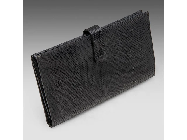 A hermès black lizard bearn wallet 9.5 x 17.5 cm. (3.74 x 6.88 in.) - afbeelding 4 van  9