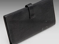 A hermès black lizard bearn wallet 9.5 x 17.5 cm. (3.74 x 6.88 in.) - afbeelding 4 van  9