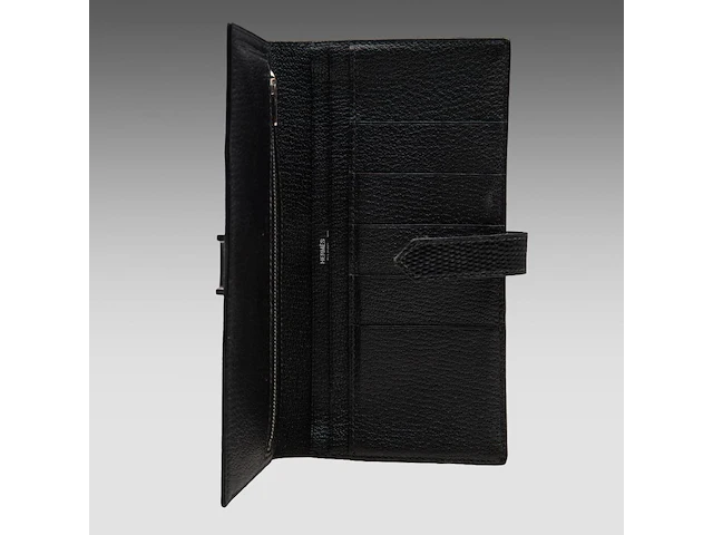 A hermès black lizard bearn wallet 9.5 x 17.5 cm. (3.74 x 6.88 in.) - afbeelding 7 van  9