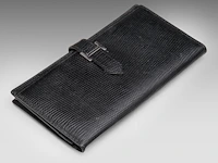 A hermès black lizard bearn wallet 9.5 x 17.5 cm. (3.74 x 6.88 in.) - afbeelding 9 van  9