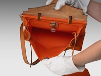 A hermès 'herbag' 31 in leather and orange toile, includes pouch, h 25 - w 31 - d 10 cm - afbeelding 8 van  18