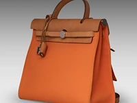 A hermès 'herbag' 31 in leather and orange toile, includes pouch, h 25 - w 31 - d 10 cm - afbeelding 11 van  18