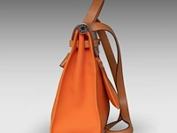 A hermès 'herbag' 31 in leather and orange toile, includes pouch, h 25 - w 31 - d 10 cm - afbeelding 16 van  18