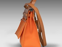 A hermès 'herbag' 31 in leather and orange toile, includes pouch, h 25 - w 31 - d 10 cm - afbeelding 18 van  18