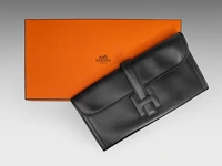 A hermès jige black box calf clutch 15 x 29 cm. (5.91 x 11.41 in.) - afbeelding 2 van  11