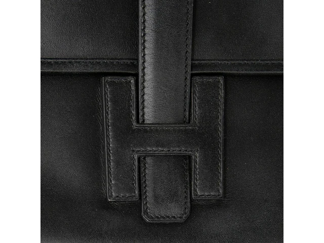 A hermès jige black box calf clutch 15 x 29 cm. (5.91 x 11.41 in.) - afbeelding 6 van  11