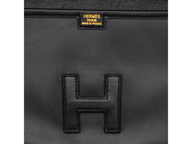 A hermès jige black box calf clutch 15 x 29 cm. (5.91 x 11.41 in.) - afbeelding 7 van  11