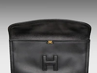 A hermès jige black box calf clutch 15 x 29 cm. (5.91 x 11.41 in.) - afbeelding 9 van  11
