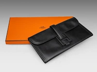 A hermès jige black box calf clutch 15 x 29 cm. (5.91 x 11.41 in.) - afbeelding 11 van  11