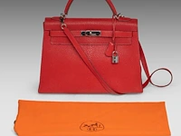 A hermès kelly 32 chèvre de coromandel sellier handbag with palladium ck hardware 23 x 32 x 12 cm. (9.06 x 12.59 x 4.71 in.) - afbeelding 3 van  21