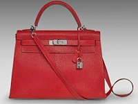 A hermès kelly 32 chèvre de coromandel sellier handbag with palladium ck hardware 23 x 32 x 12 cm. (9.06 x 12.59 x 4.71 in.)