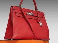 A hermès kelly 32 chèvre de coromandel sellier handbag with palladium ck hardware 23 x 32 x 12 cm. (9.06 x 12.59 x 4.71 in.) - afbeelding 13 van  21