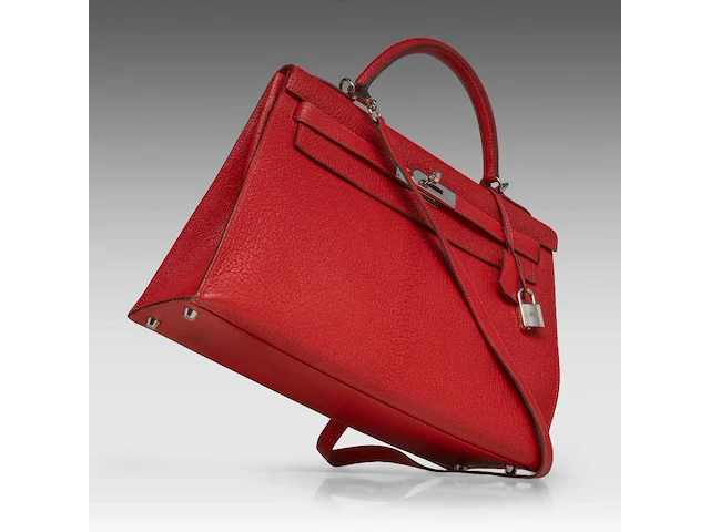 A hermès kelly 32 chèvre de coromandel sellier handbag with palladium ck hardware 23 x 32 x 12 cm. (9.06 x 12.59 x 4.71 in.) - afbeelding 14 van  21