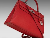 A hermès kelly 32 chèvre de coromandel sellier handbag with palladium ck hardware 23 x 32 x 12 cm. (9.06 x 12.59 x 4.71 in.) - afbeelding 14 van  21