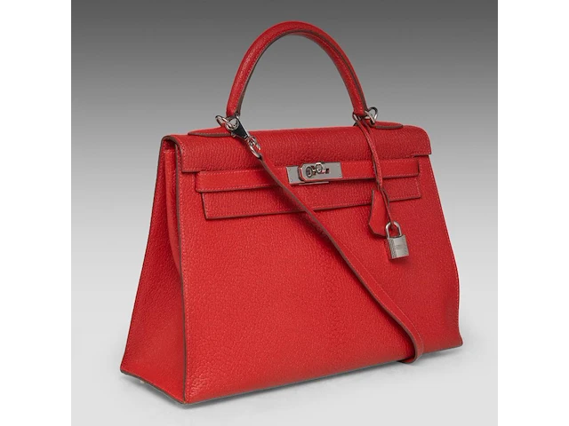 A hermès kelly 32 chèvre de coromandel sellier handbag with palladium ck hardware 23 x 32 x 12 cm. (9.06 x 12.59 x 4.71 in.) - afbeelding 15 van  21