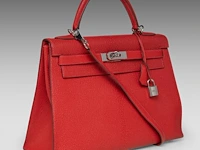 A hermès kelly 32 chèvre de coromandel sellier handbag with palladium ck hardware 23 x 32 x 12 cm. (9.06 x 12.59 x 4.71 in.) - afbeelding 15 van  21