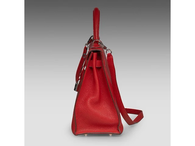 A hermès kelly 32 chèvre de coromandel sellier handbag with palladium ck hardware 23 x 32 x 12 cm. (9.06 x 12.59 x 4.71 in.) - afbeelding 16 van  21