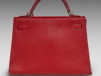 A hermès kelly 32 chèvre de coromandel sellier handbag with palladium ck hardware 23 x 32 x 12 cm. (9.06 x 12.59 x 4.71 in.) - afbeelding 17 van  21