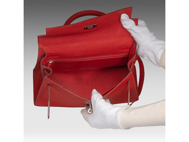 A hermès kelly 32 chèvre de coromandel sellier handbag with palladium ck hardware 23 x 32 x 12 cm. (9.06 x 12.59 x 4.71 in.) - afbeelding 21 van  21