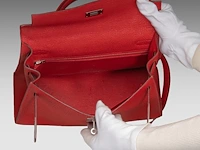 A hermès kelly 32 chèvre de coromandel sellier handbag with palladium ck hardware 23 x 32 x 12 cm. (9.06 x 12.59 x 4.71 in.) - afbeelding 21 van  21