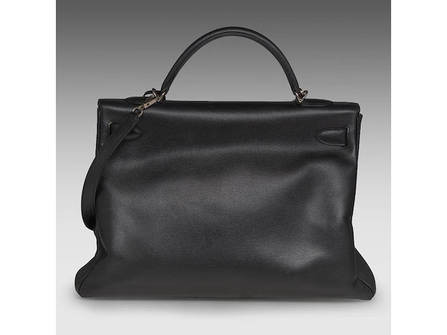A hermès kelly 40 retourné in black veau epsom handbag with ck hardware 27 x 40 x 13 cm. (10.63 x 15 3/4 x 5.12 in.) - afbeelding 16 van  36