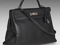 A hermès kelly 40 retourné in black veau epsom handbag with ck hardware 27 x 40 x 13 cm. (10.63 x 15 3/4 x 5.12 in.) - afbeelding 12 van  36