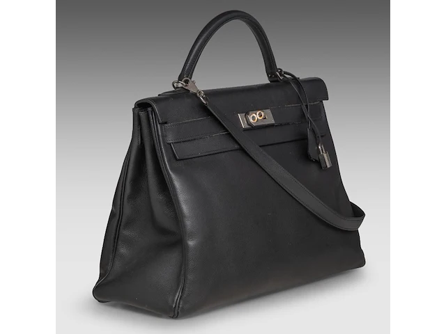 A hermès kelly 40 retourné in black veau epsom handbag with ck hardware 27 x 40 x 13 cm. (10.63 x 15 3/4 x 5.12 in.) - afbeelding 23 van  36