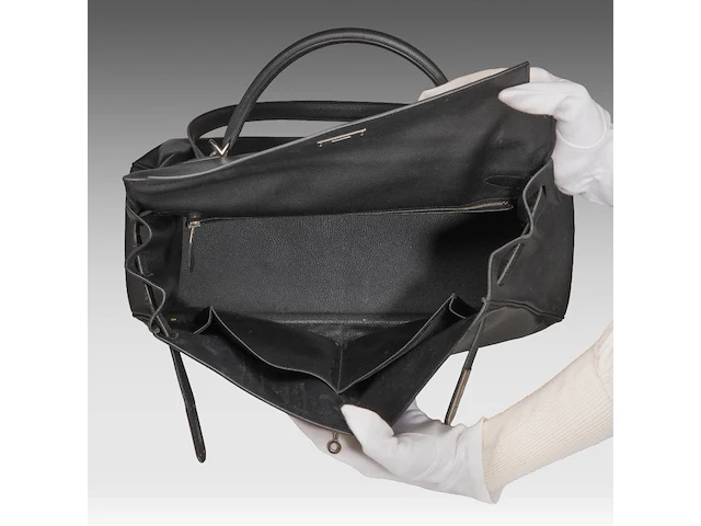 A hermès kelly 40 retourné in black veau epsom handbag with ck hardware 27 x 40 x 13 cm. (10.63 x 15 3/4 x 5.12 in.) - afbeelding 36 van  36