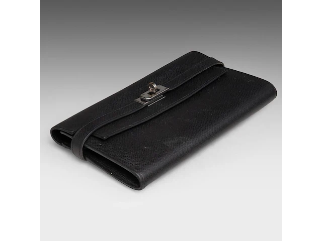 A hermès kelly wallet to go in black calfskin 11 x 20 cm. (4.33 x 7.87 in.) - afbeelding 4 van  9