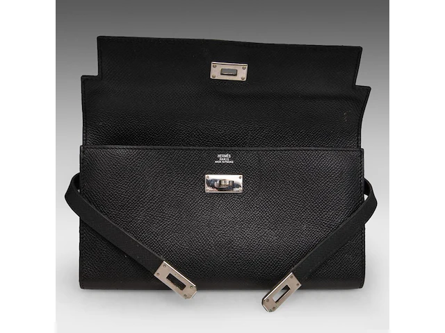 A hermès kelly wallet to go in black calfskin 11 x 20 cm. (4.33 x 7.87 in.) - afbeelding 7 van  9