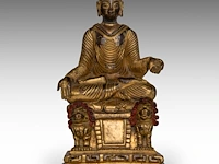 A himalayan kashmir revival gilt bronze figure of buddha shakyamuni, 19thc/20thc, h 21,4 cm - weight about 2431g