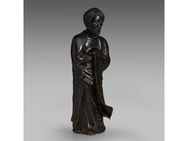 A japanese bronze figure of a rakan (arhat), meiji period, h 26 cm - afbeelding 6 van  7