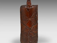 A japanese carved bamboo 'frogs in a lotus pond' pitcher, 20thc, h 28,5 cm - afbeelding 5 van  8