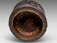 A japanese carved bamboo 'frogs in a lotus pond' pitcher, 20thc, h 28,5 cm - afbeelding 7 van  8