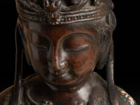 A japanese champlevé enameled bronze depicting buddha, signed, 19th/20thc, h 56 cm - afbeelding 5 van  6