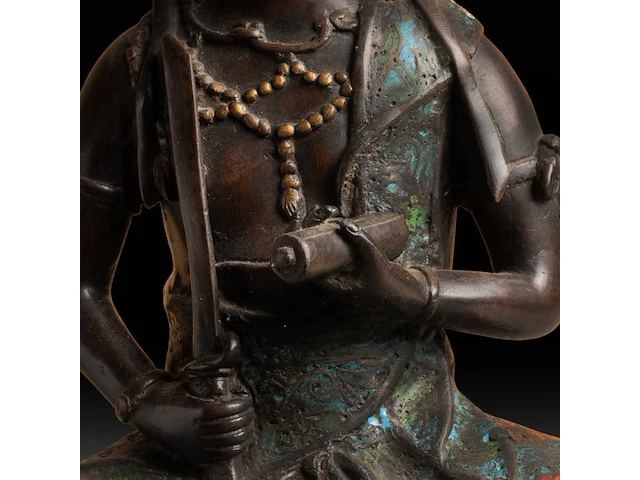 A japanese champlevé enameled bronze depicting buddha, signed, 19th/20thc, h 56 cm - afbeelding 6 van  6