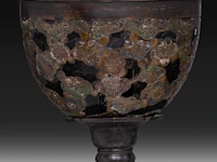 A japanese champlevé enameled bronze of kannon and a ditto lamp, meiji period (1868-1912), h 72 cm / h 68 cm - afbeelding 8 van  8