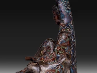 A japanese champlevé enamelled bronze of kannon, meiji period (1868-1912), h 52 cm - afbeelding 3 van  9