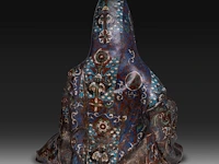 A japanese champlevé enamelled bronze of kannon, meiji period (1868-1912), h 52 cm - afbeelding 4 van  9
