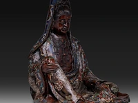 A japanese champlevé enamelled bronze of kannon, meiji period (1868-1912), h 52 cm - afbeelding 6 van  9
