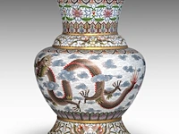 A japanese cloisonné enamelled 'phoenix and dragon' bronze large vase, meiji period, h 52 cm - afbeelding 3 van  7