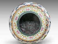 A japanese cloisonné enamelled 'phoenix and dragon' bronze large vase, meiji period, h 52 cm - afbeelding 6 van  7