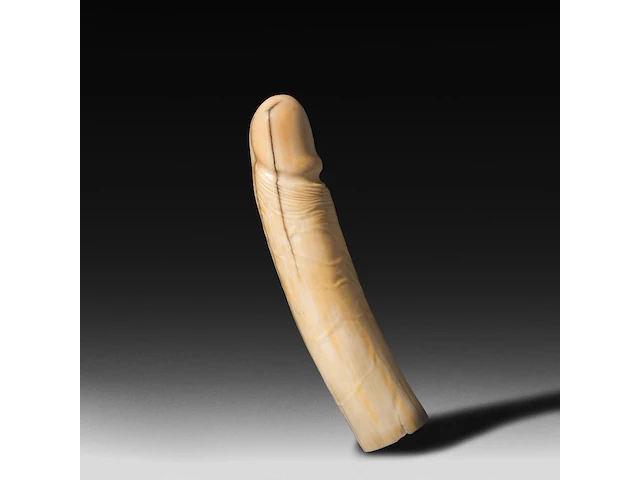 A japanese ivory dildo, 19thc, h 22,5 cm - ø 4,5 cm - 416g (+) - afbeelding 1 van  5