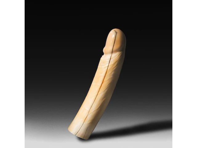 A japanese ivory dildo, 19thc, h 22,5 cm - ø 4,5 cm - 416g (+) - afbeelding 2 van  5