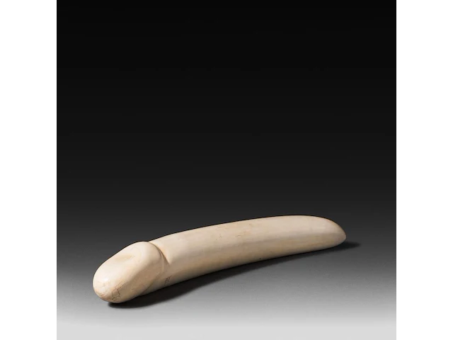 A japanese ivory dildo, signed, 19thc, h 27,5 cm - ø 4 cm - 450g (+) - afbeelding 1 van  5